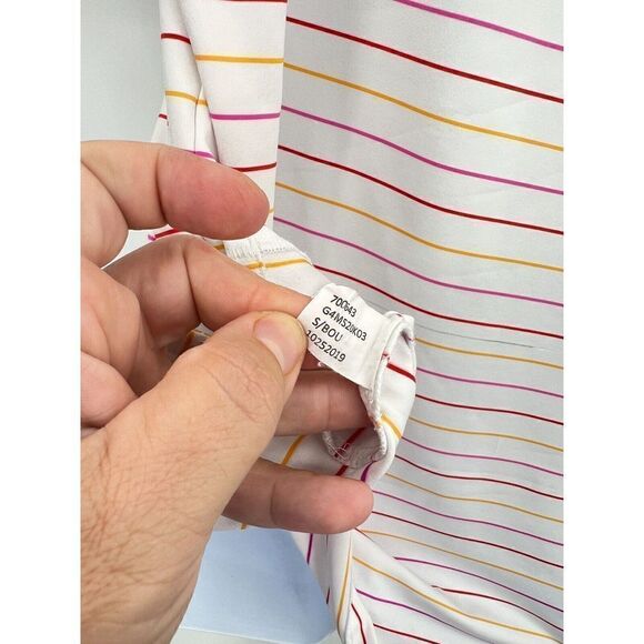 G/FORE Golf Polo Shirt White Striped Mens Size Large Short Sleeve AS IS - Picture 13 of 13